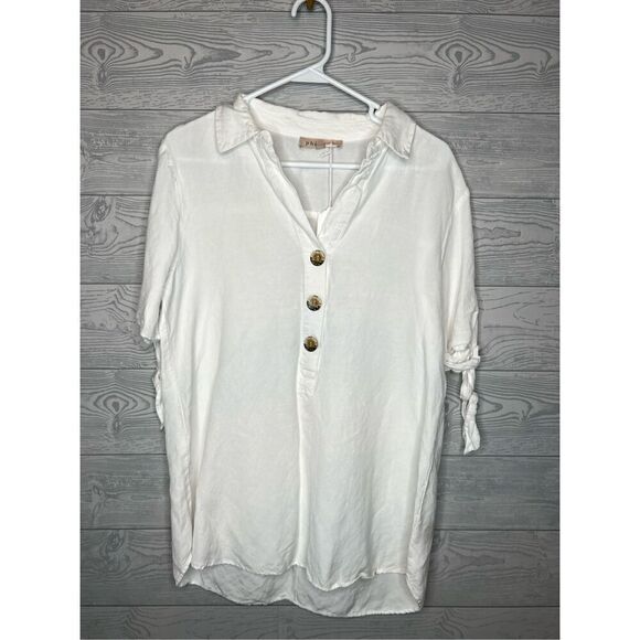 White Philosophy, linen blend top/bathing suit cover size medium ￼ - Picture 1 of 9